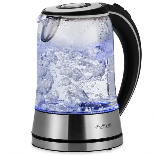 "Wasserkocher silber/schwarz Glas/Edelstahl 1.7L image"
