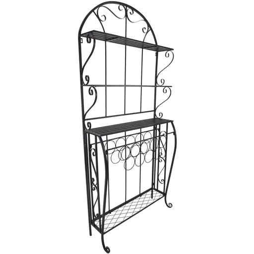 "Weinregal Weinhalter Flaschenregal Standregal für 9 Flaschen Metall Schwarz 75 x 25 x 169 cm image"