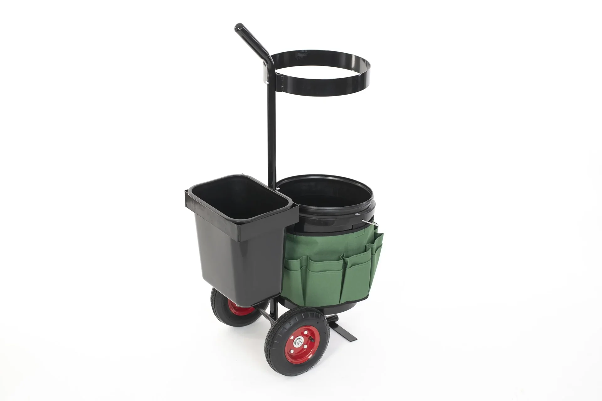 "Westmann Gartenwagen Universal, 56×40×104 cm, Schwarz/Grün – mit zwei Behältern und Werkzeugtasche image"