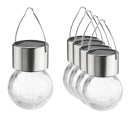 "Solar Hängeleuchten mit Crackle Glas 5er Set image"