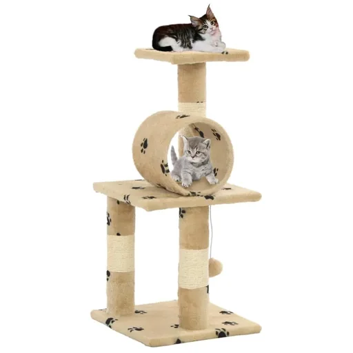 "Sisal-Kratzbaum für Katzen 65 cm Fußabdrücke beige image"