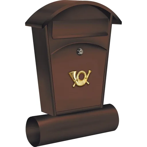 "Briefkasten mit Zeitungshalter und 2 Schlüsseln - braun - 480x280x80 mm image"