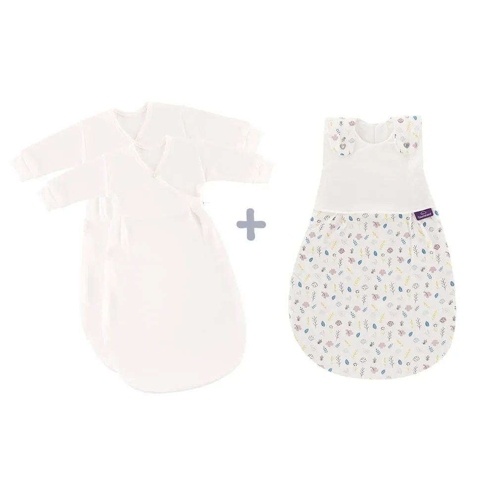 "Träumeland Liebmich Baby Schlafsack, Schlummersack, Innenschlafsack 3tlg. Set - Blumig, Grösse: 80/86 image"