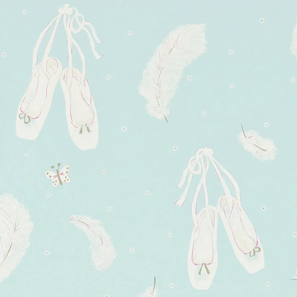 "Little Sanderson Abracazoo Motivstoff Ballettschuhe hellblau aqua image"