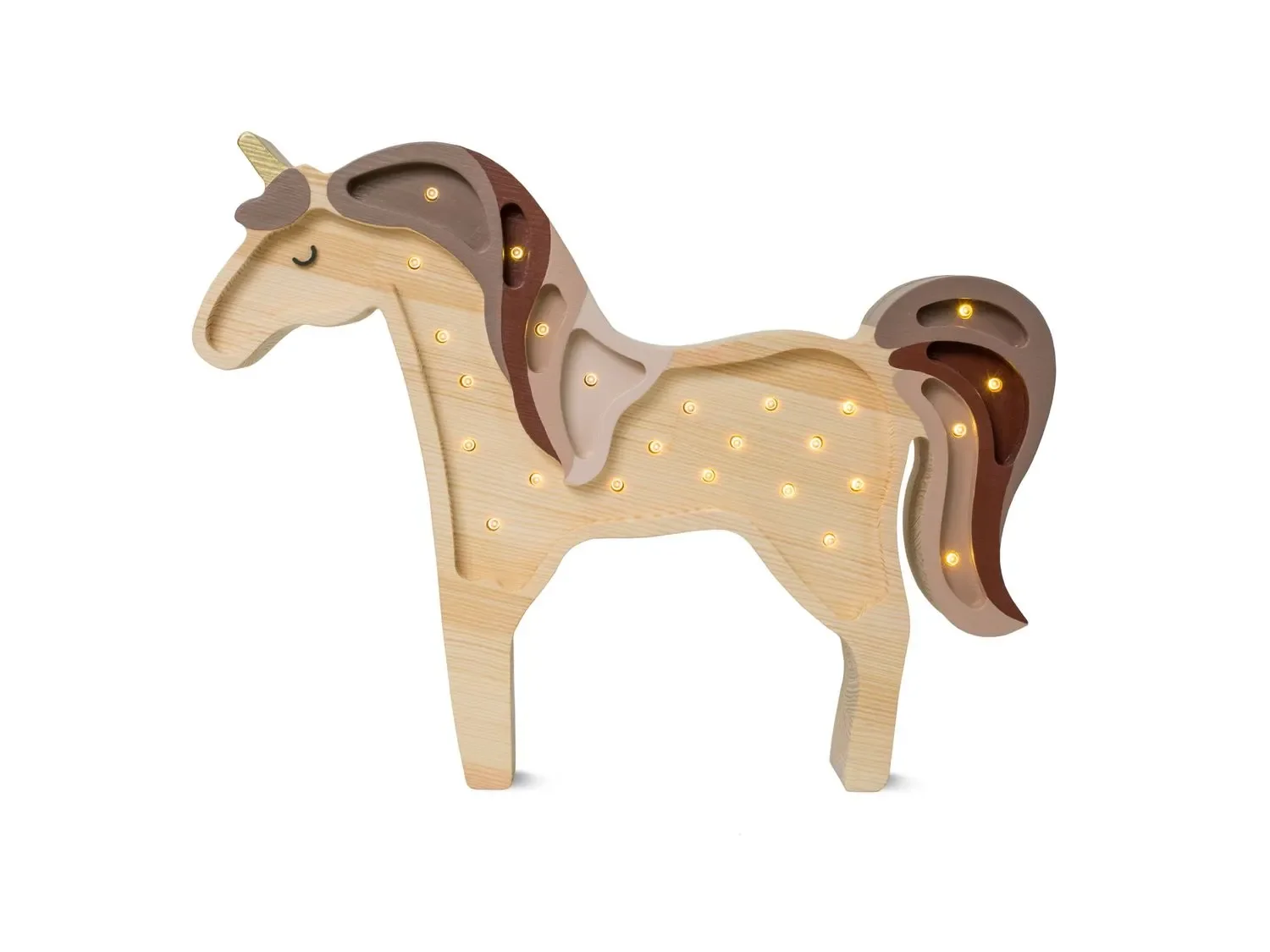 "Little Lights Nachtlicht Kinder, Nachtlampe Einhorn - 100% Kiefernholz natur, Farbe: Cappuccino image"