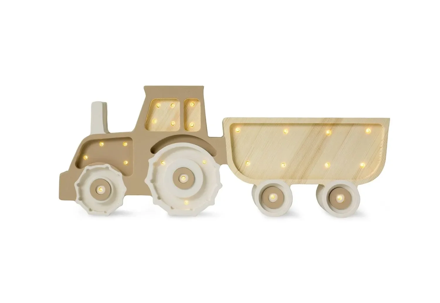 "Little Lights Nachtlicht Kinder, Nachtlampe Traktor - 100% Kiefernholz natur, Farbe: Kaffee-Creme image"