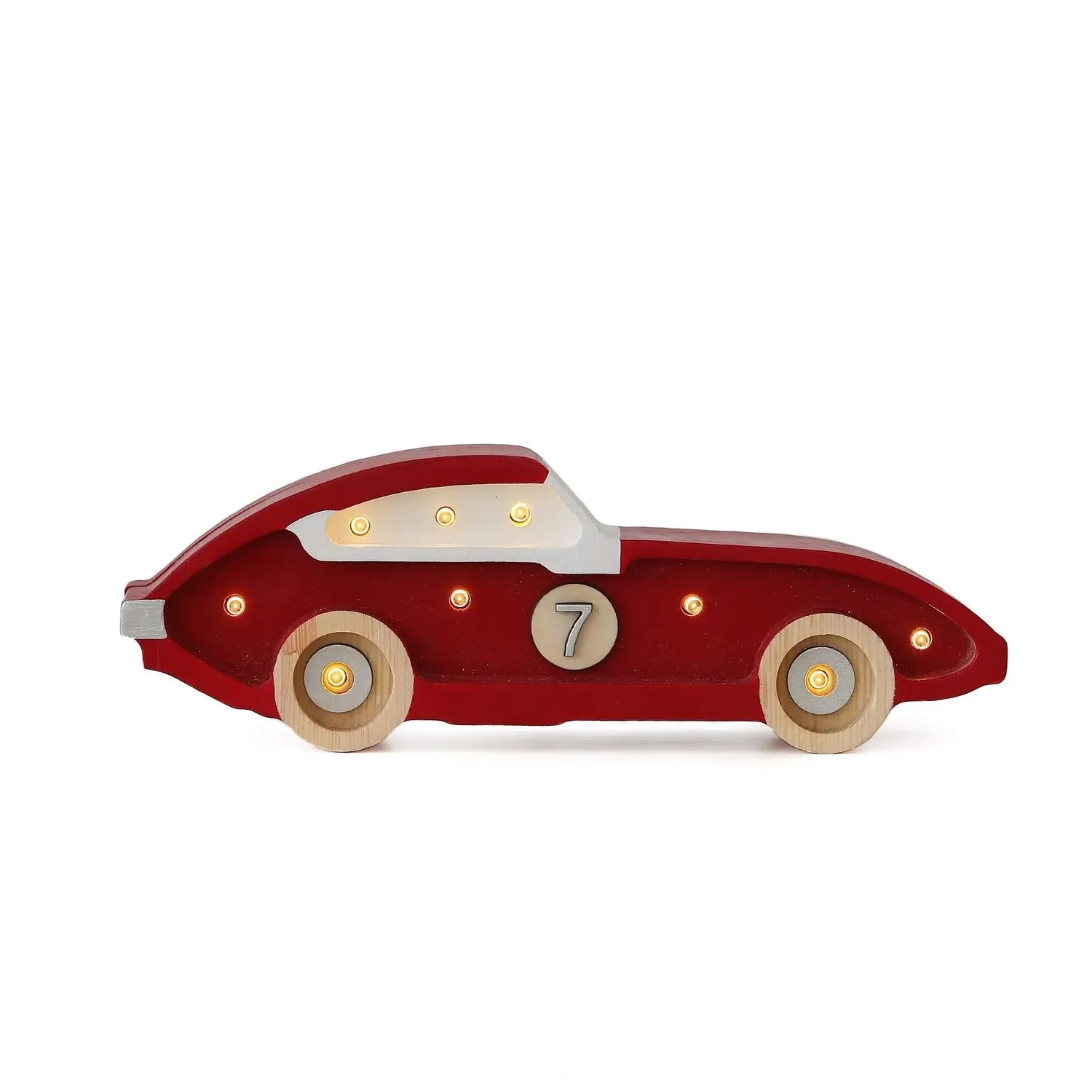 "Little Lights Nachtlicht Kinder, Nachtlampe Mini-Rennwagen - 100% Kiefernholz natur, Farbe: Frecciarossa image"