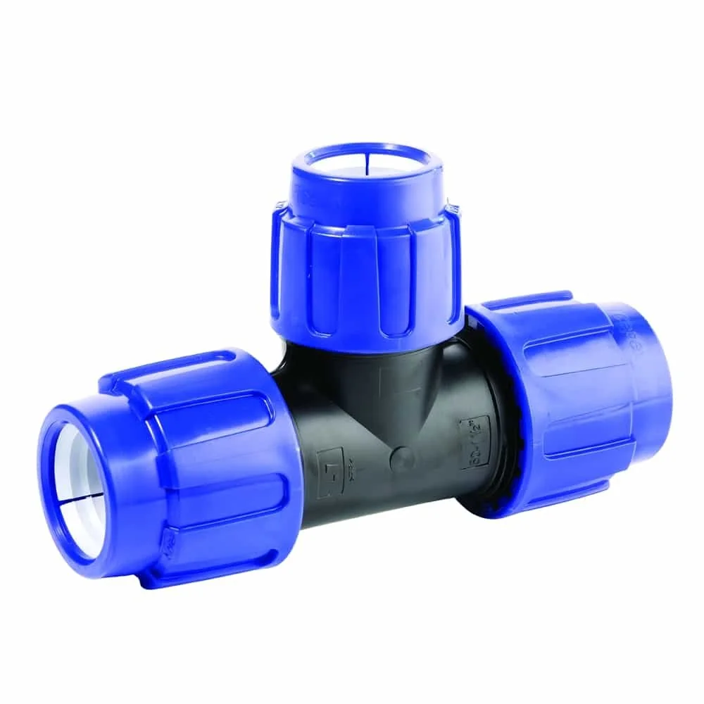 "PE Rohr Verschraubung, T-Stück reduziert 25x20x25, Klemmverschraubung, PP PE Rohr, Trinkwasser geeignet image"