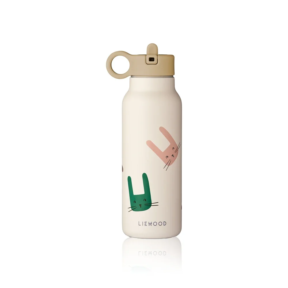 "Liewood Kinder Wasserflasche, Trinkflasche Falk 350 ml - Recycelter Edelstahl, Isoliert, Auslaufsicher, Farbe: Häschen / Sandfarben image"