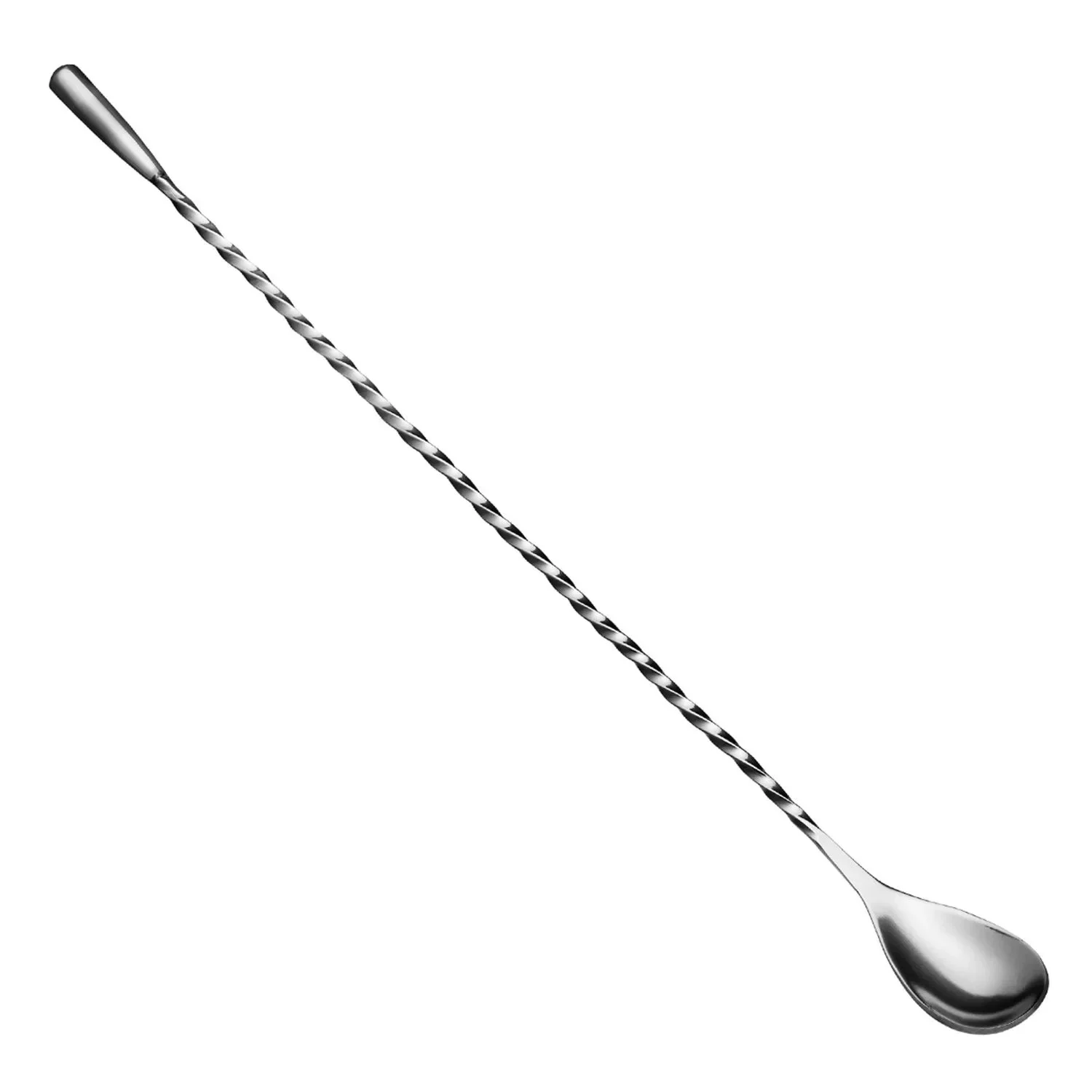 "Barlöffel Gedreht Teardrop mit Metallknauf (31 cm) - Edelstahl | Für Cocktails & Longdrinks image"