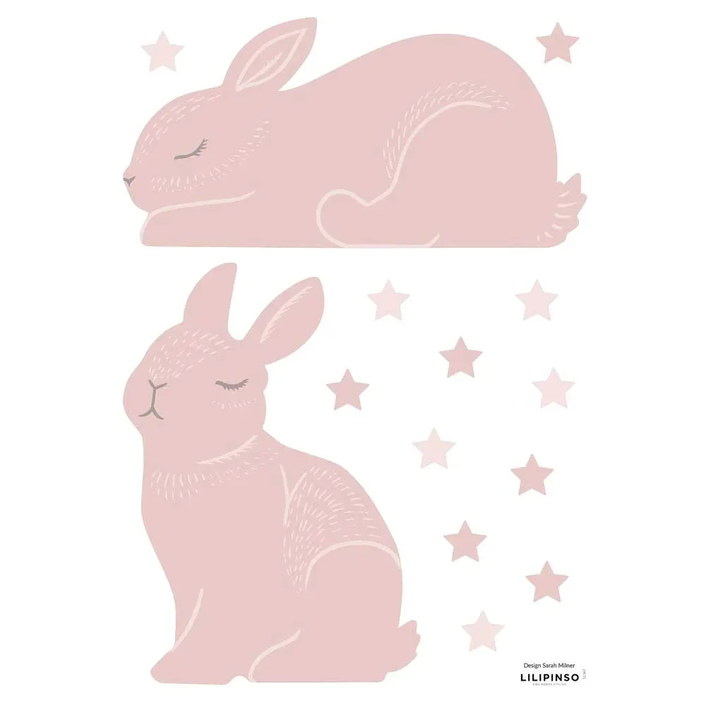 "Lilipinso Wandsticker Häschen und Sterne altrosa image"