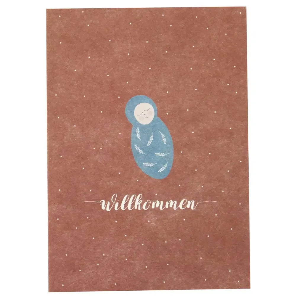 "Ava & Yves Postkarte willkommen image"