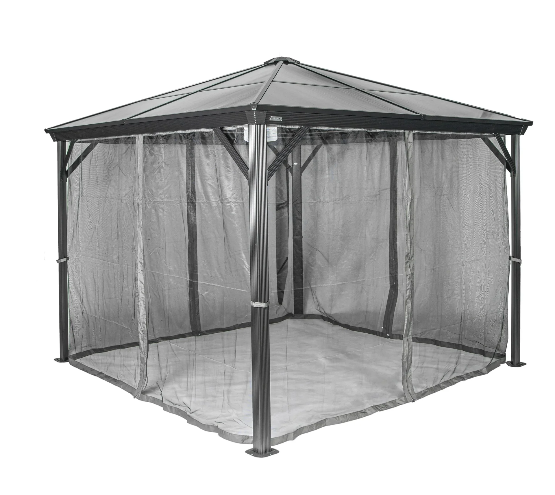 "Sojag Pavillon Verona 1014 422,5×298,3×261 cm Anthrazit – Hardtop mit 6-mm-Polycarbonatdach image"