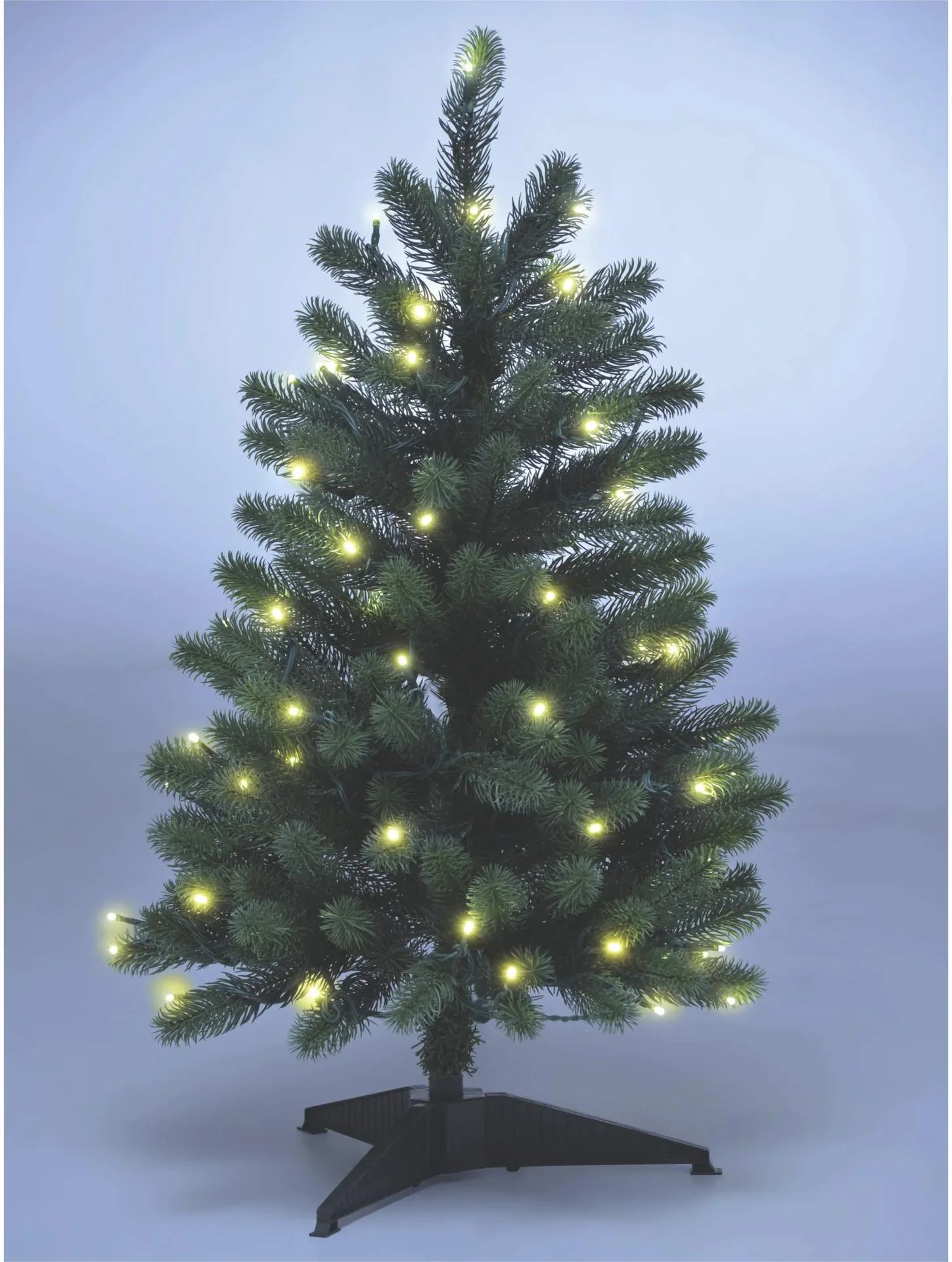 Weihnachtsbaum 150 cm mit Lichterkette, 166 LEDs inklusive Standfuß