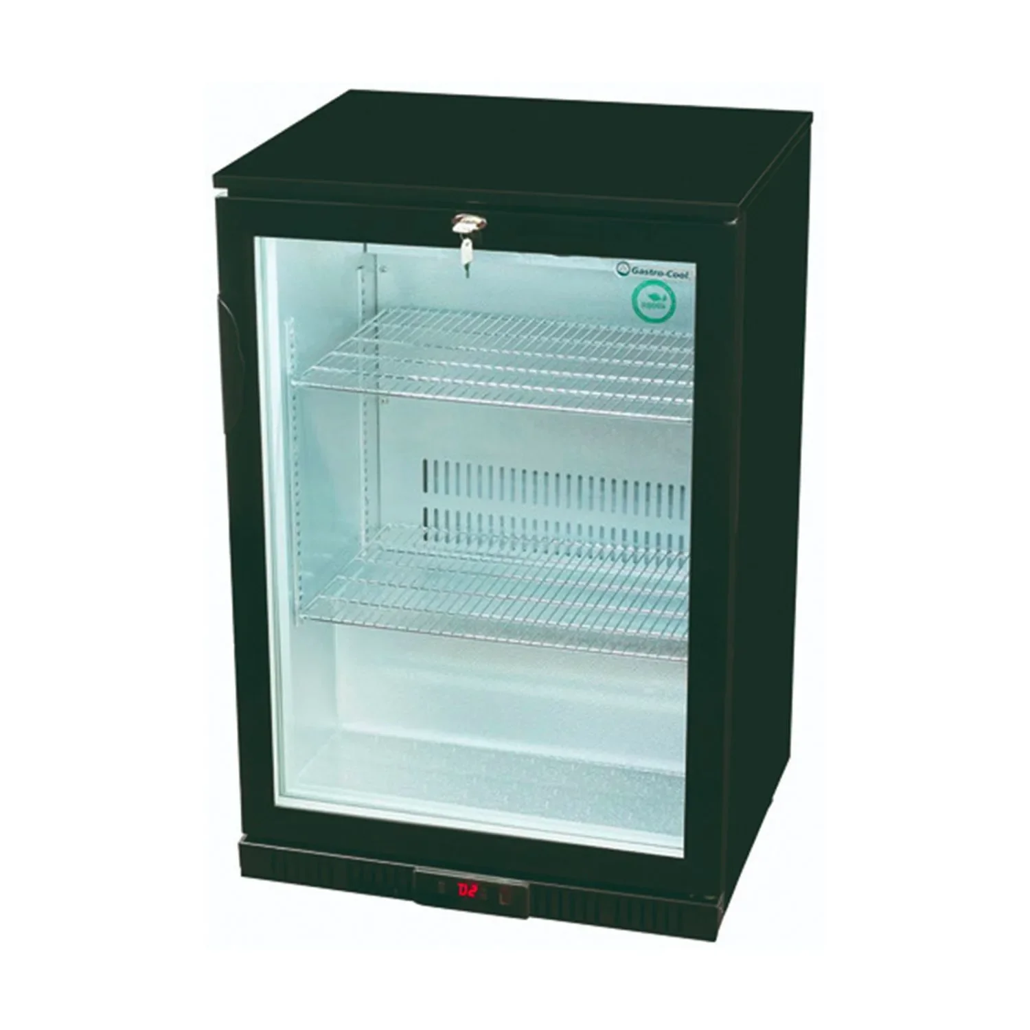 "Unter Thekenkühlschrank, Untertheken Kühlschrank - UC100, Kompakter Kühlschrank für 138 Liter, Edelstahl/Schwarz, Glastür, Digitales Thermostat image"