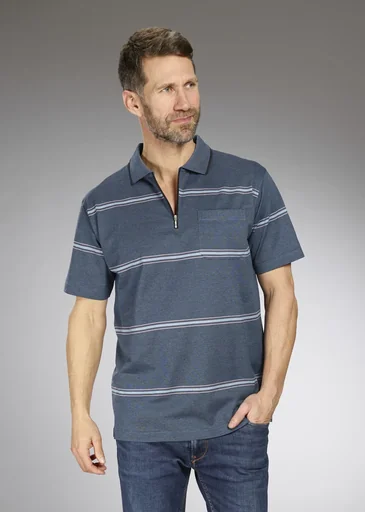 "Poloshirt gestreift, Farbe blau, Gr.M image"