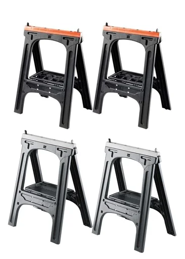 "Kunststoff Allzweckbock 2er Set, Tragkraft je Bock 200 kg, orange mit perforierter Ablageplatte image"