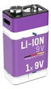 Lithium Ionen 9V E-Block Akku USB-C 1 Stück, Sicherheitsabschaltung