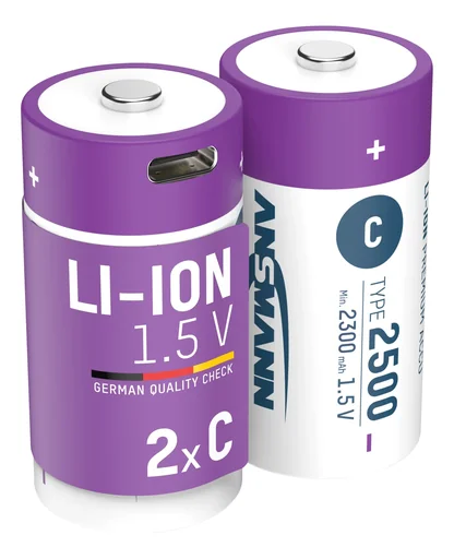 "Lithium Ionen Baby (C) Akkus USB-C - 2 Stück, Sicherheitsabschaltung image"