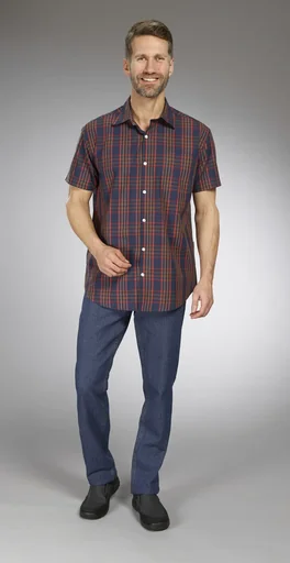 "Hemd, Halbarm Farbe blau kariert, Gr.43/44 image"