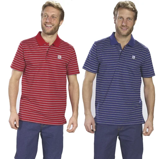"Poloshirt geknöpft, rot-gestreift, Gr.2XL image"