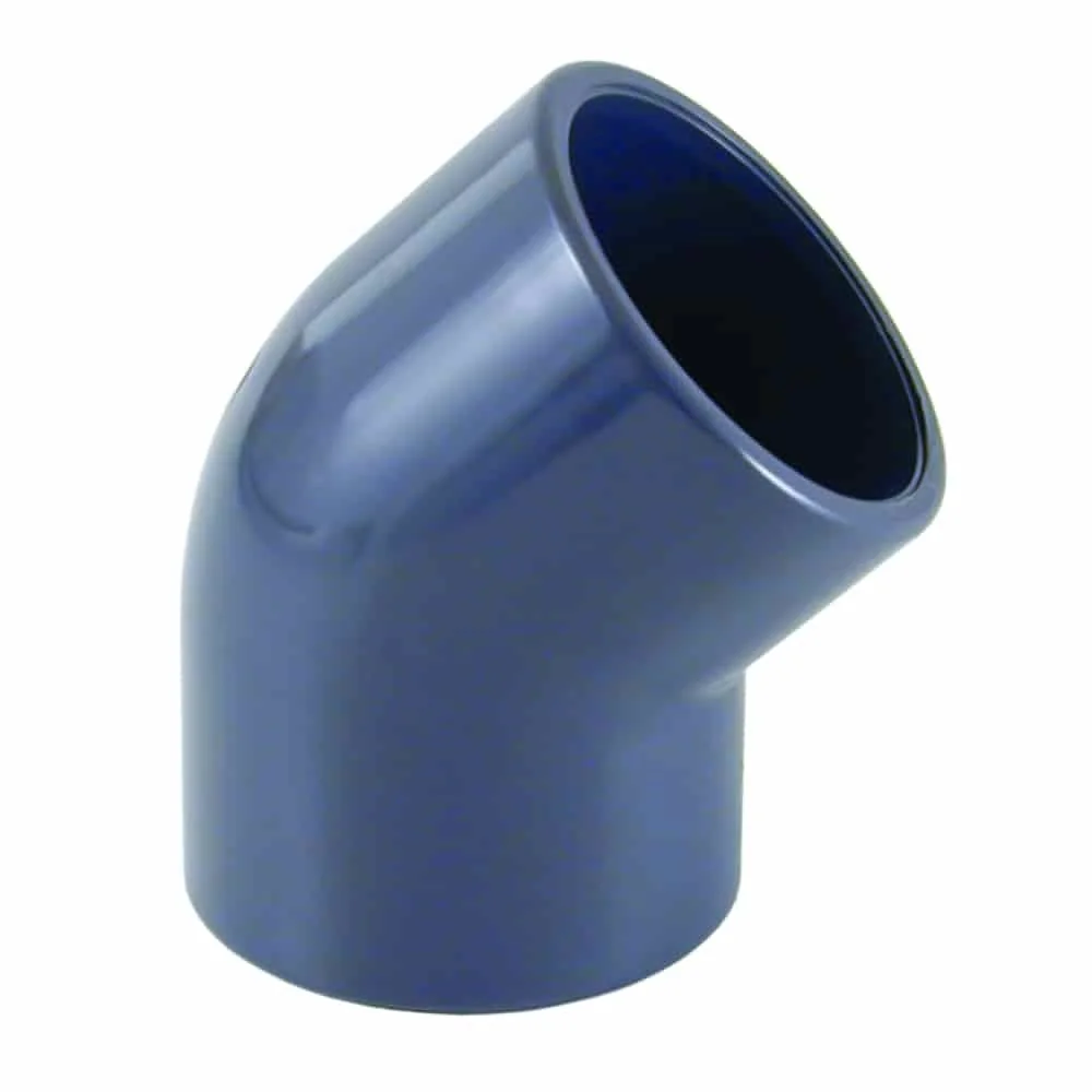 "PVC Winkel 50mm 45 Grad, Muffe PN16, Klebefitting image"