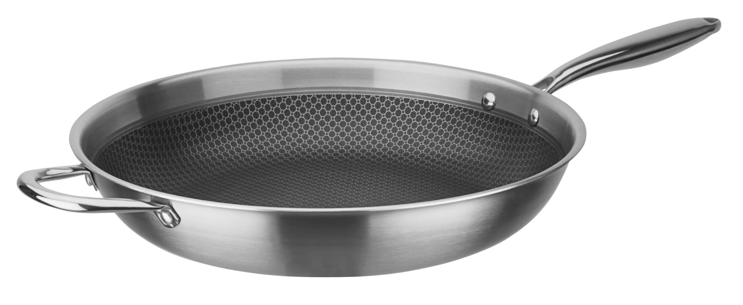 Bratpfanne 32 cm TriPly Edelstahl Wabenstruktur