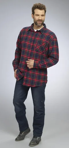 "Flanellhemd, 90cm lang, Farbe rot/marine kariert, Gr.49/50 image"
