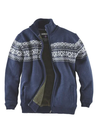"Strickjacke mit Berberfleece, Farbe marine, Gr.M image"