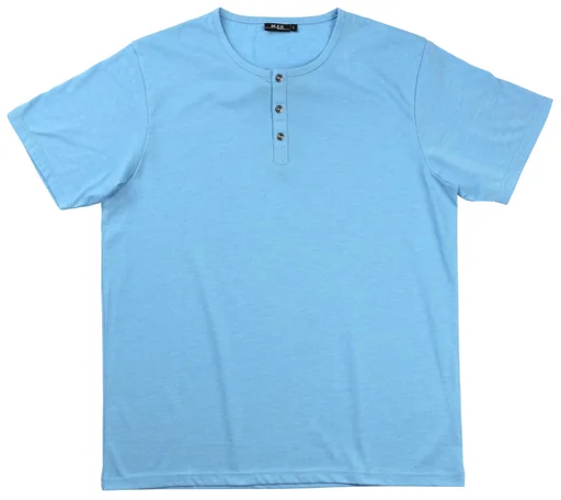 "T-Shirt mit Knopfleiste, Farbe blau/melange, Gr.2XL image"