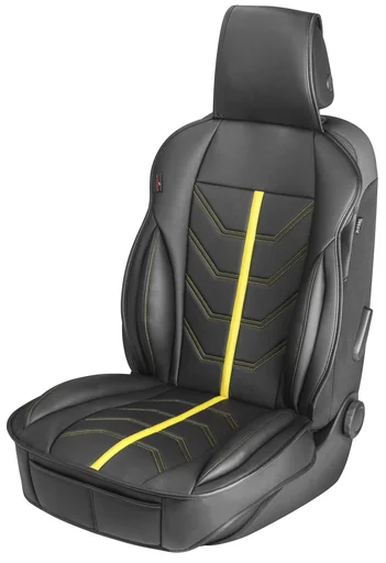"PKW Sitzauflage Kimi, Auto-Sitzaufleger im Rennsportdesign schwarz/gelb image"
