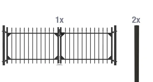 "Doppeltor-Set Chaussee inkl. Pfosten 3 x 1,2 m schwarz matt image"