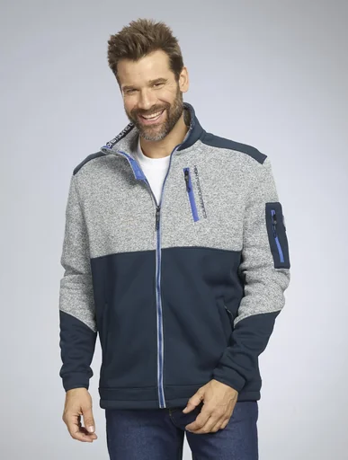 "Strick Fleecejacke, Farbe marine/grau, Gr.3XL image"