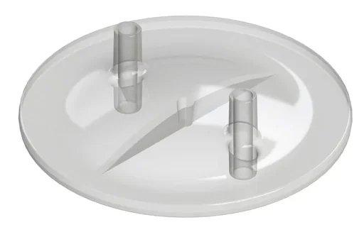 "Melkeimerdeckel flach, transparent mit 2 Stutzen, 13mm ID / 17mm AD image"