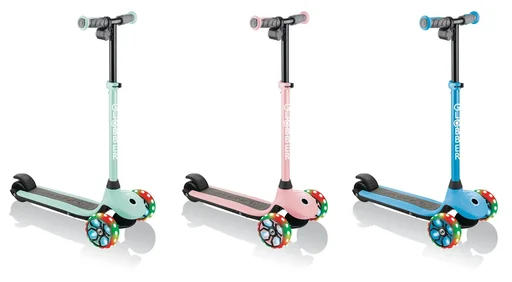 "ONE K E-MOTION 4 PLUS, E-Scooter, Lithium-Batterie, 80 W Motor, 125/90 mm, 3-rädrig, LED-Rollen, hellblau image"