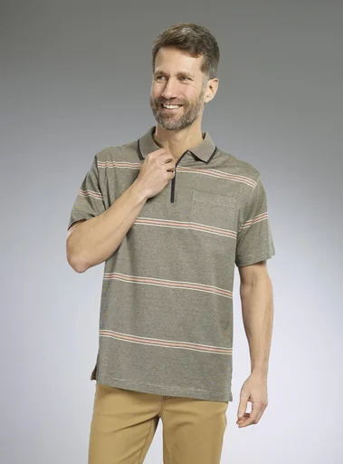 "Poloshirt gestreift, Farbe khaki, Gr.M image"
