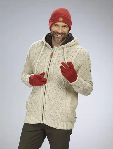 "Strickjacke mit Berberfleece, Farbe beige/braun, Gr.2XL image"