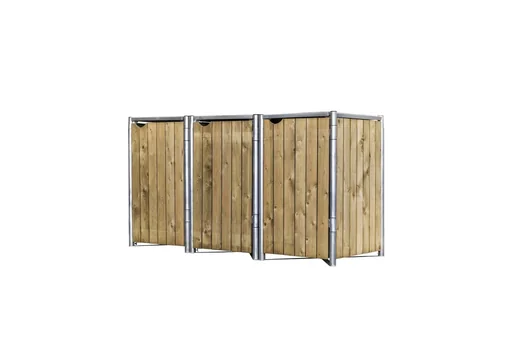 "Mülltonnenbox 240 Liter, Holz, natur mit Verbinder, 3 er image"