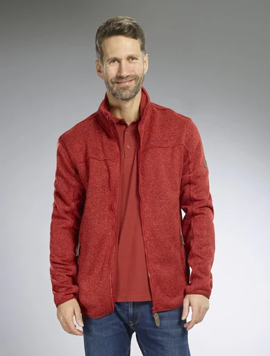 "Strickjacke mit Reißverschluss, Farbe rot/melange, Gr.2XL image"