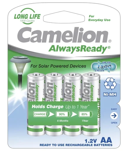 "AlwaysReady Solar NiMH Akku Mignon (AA) mit 600mAh - 4 Stück image"
