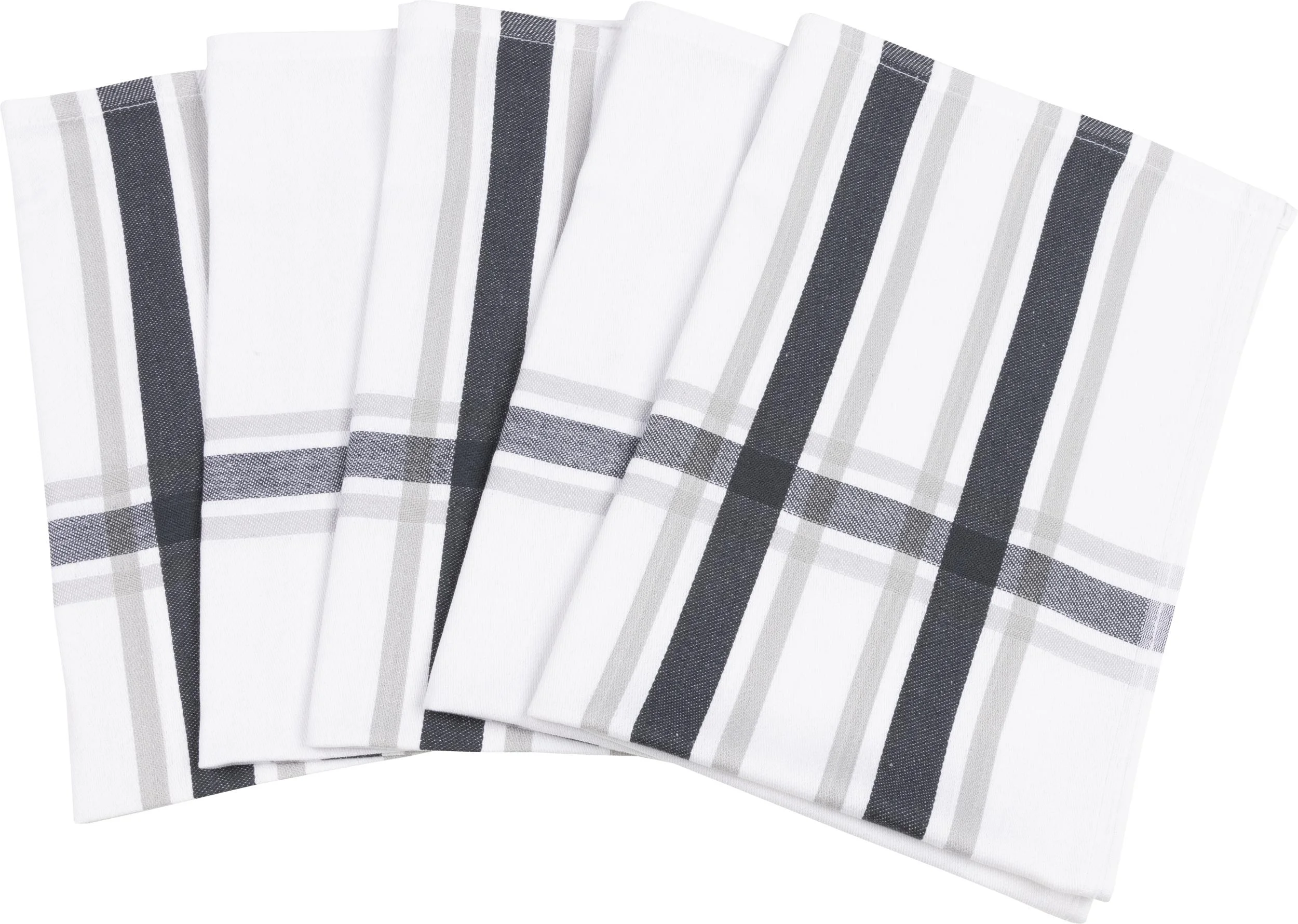 Geschirrtücher, Banderole, Weiß-Beige-Schwarz kariert, 50 x 70 cm, 5er