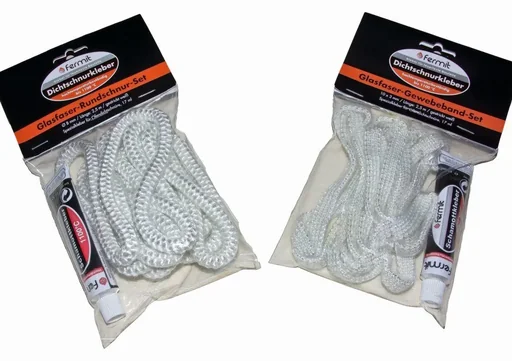 "Glasfaserabdichtungsset 8 mm Durchmesser, 2,5 m lang, incl. 17 ml Kleber (Ofenabdichtung) image"