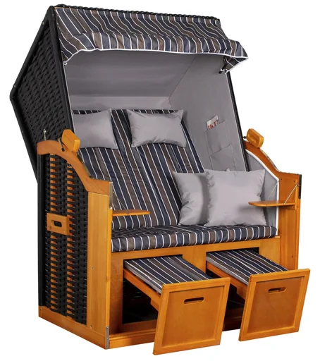 "Strandkorb "Ostsee" gestreift anthrazit/braun image"