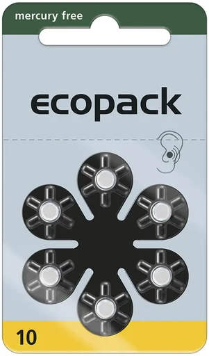 "Hörgerätebatterie Ecopack Typ 10 (PR70) GELB - 6 Stück image"
