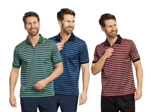 "Poloshirt, Farbe rot/schwarz gestreift, Gr.M image"