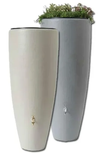 "2 in 1 Regentonne, Wasserbehälter, Zinkgrau, 300 Liter image"