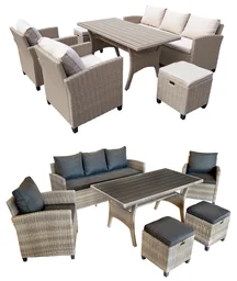 Madeira II gray dining lounge with dark cushions