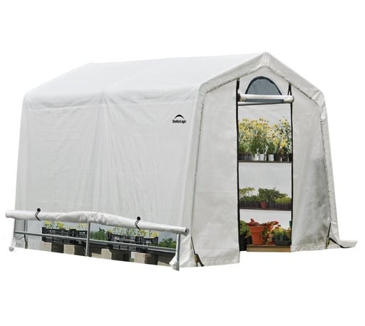 "ShelterLogic Gewächshaus 9 m² Weiß, 298×305 cm – begehbares Foliengewächshaus mit Aufrolltür, wetterfest image"