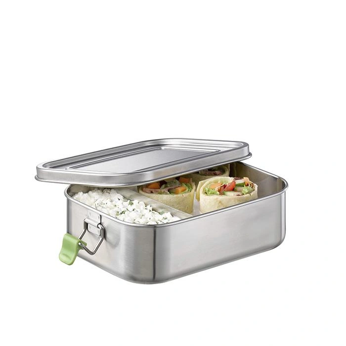 Hochwertige langlebige Edelstahl Lunchbox/Brotdose 1,1L inklusive Trennwand / auslaufsichere Frischhaltedose / Bento Box