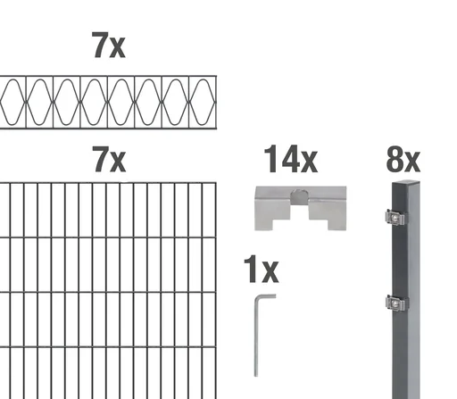 "Doppelstabmattenzaun Sets anthrazit mit Dekorelement "Eleganz", Länge: 14 m, Höhe: 100 cm image"